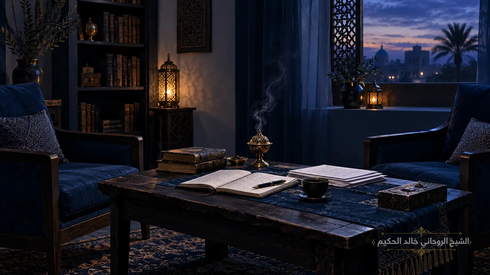 مجلس هادئ يرمز لجلسة استماع ونقاش مع خالد الحكيم
